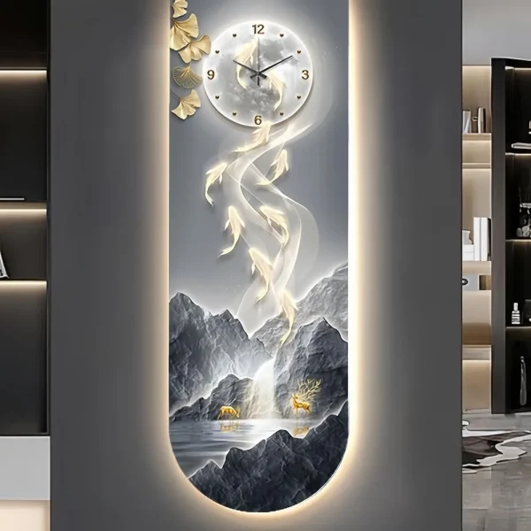 Wall Art Decor with LED Light, Modern 3D Creative Landscape Painting for Living Room, Bedroom and Study