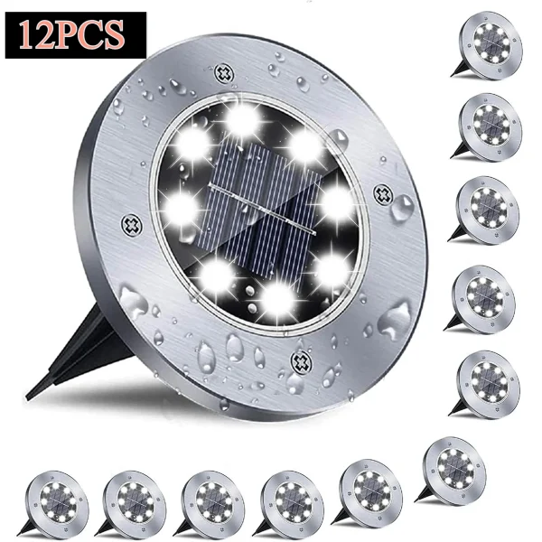 12 Pack Outdoor Waterproof Solar Lights, LED for Yard, Patio, Garden, Lawn, Balcony, Outdoor Pathway