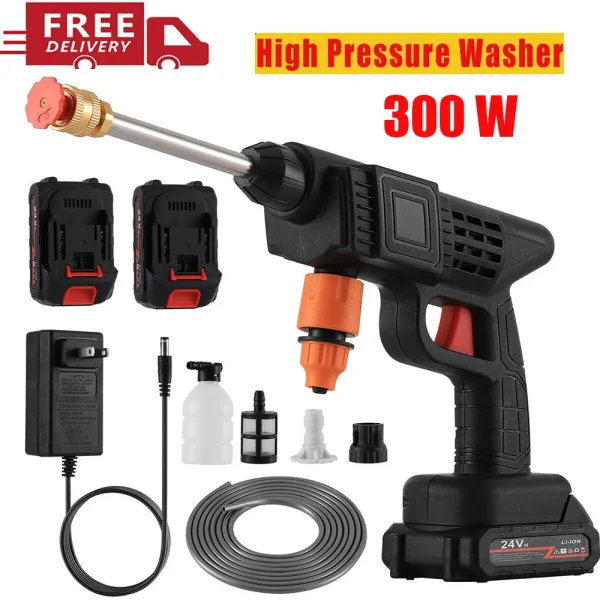 300W 30Bar Cordless High Pressure Car Washer Spray Gun 12000mAh Battery Foam Generator Car Washing Machine for Home