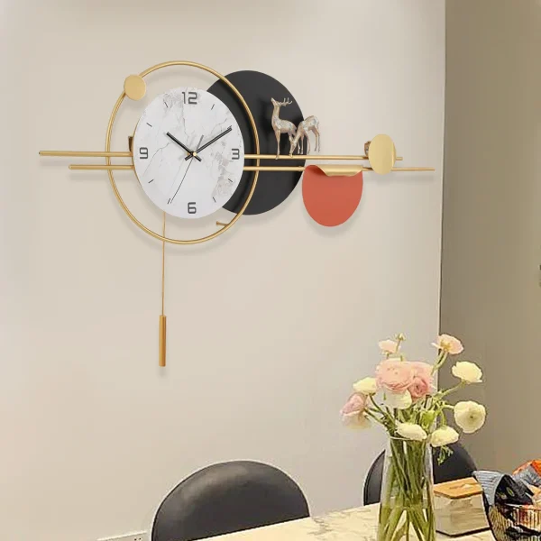 Decorative Wall Clock Round Silent Non Ticking Metal Clock Deco Clock for Living Room Bedroom Home Decoration Gift